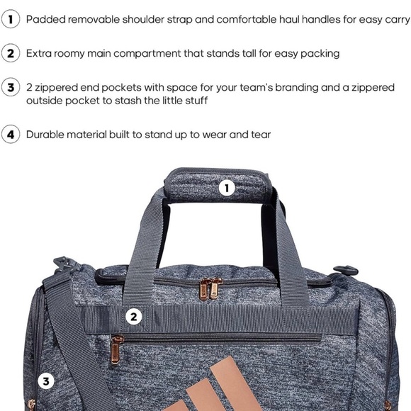 Adidas Gray Duffel Bag with Modern Design - Picture 3 of 5